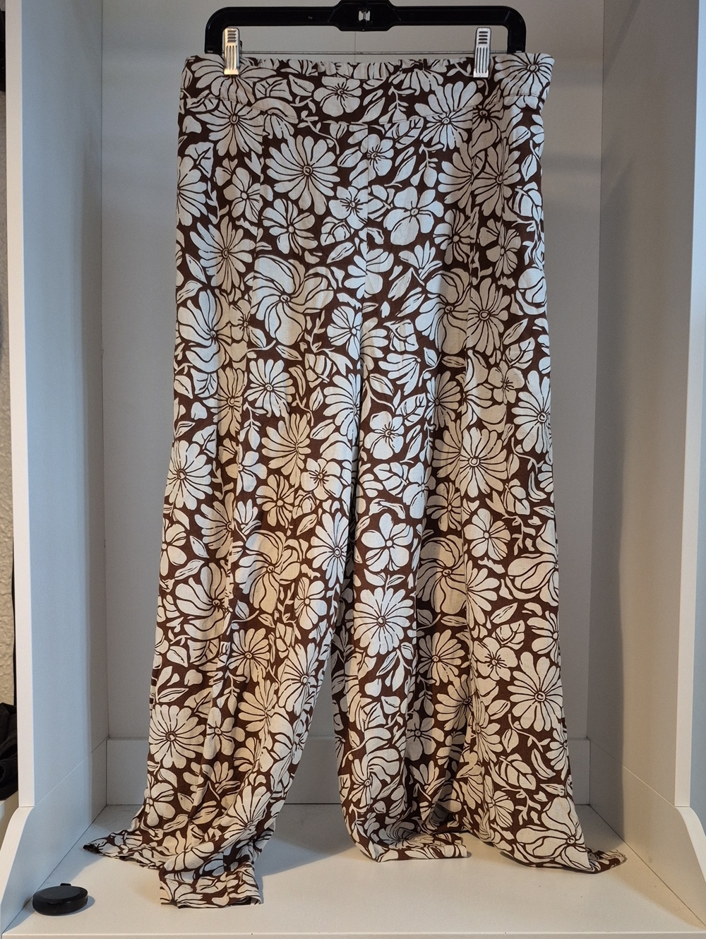 BE COOL Brown and Cream Floral Wide-Leg Pants
